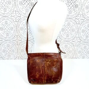 Duluth Trading Co. Crossbody Bag Unisex‎ Distressed Brown Leather  Man Purse